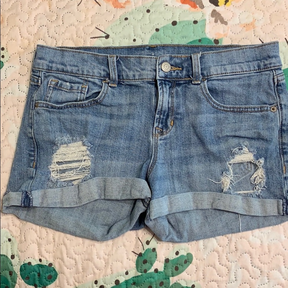 Distressed Denim Boyfriend Shorts